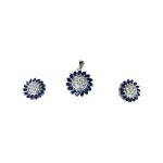 925 Sterling Silver Pendant Set with Blue Stones